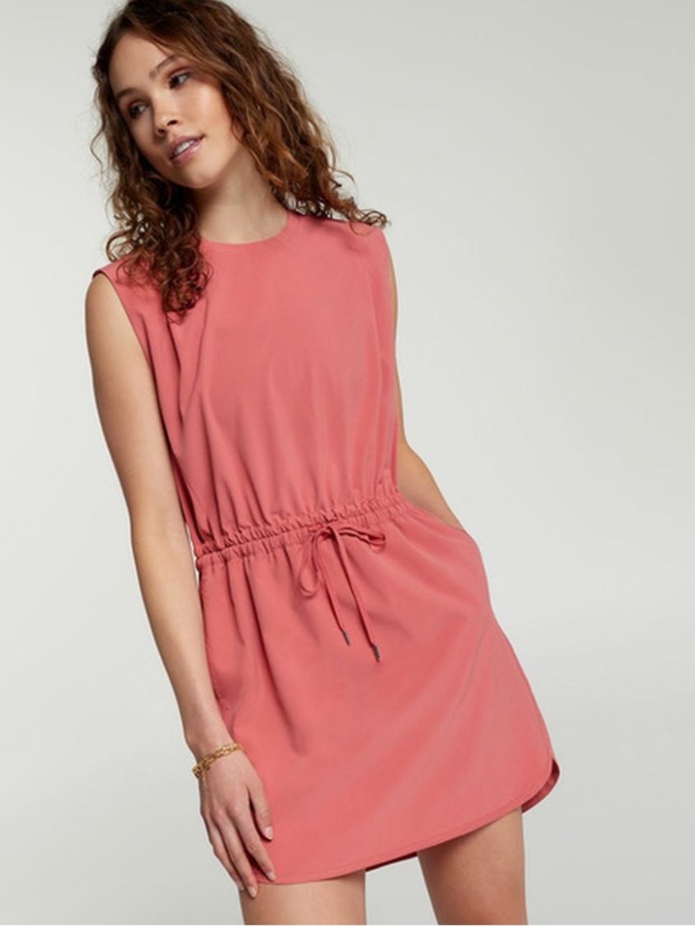 Calia Coral Drawstring Dolphin-Hem dress size large